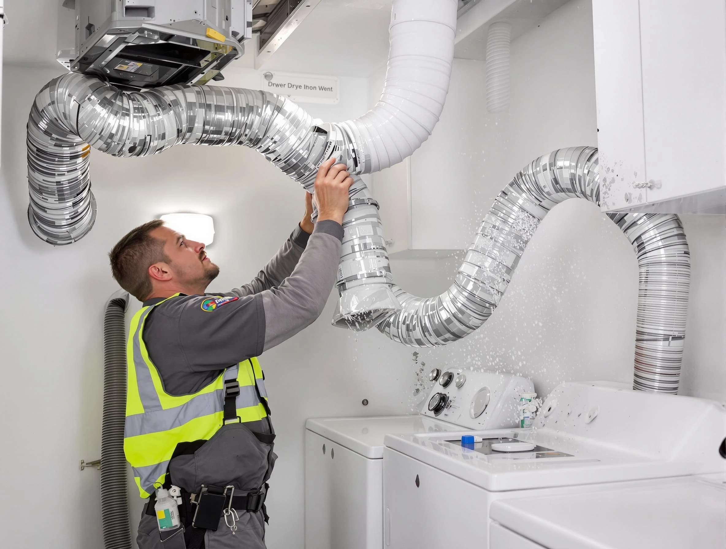 Guadalupe Dryer Vent Cleaning technician performing detailed dryer exhaust vent cleaning at a home in Guadalupe