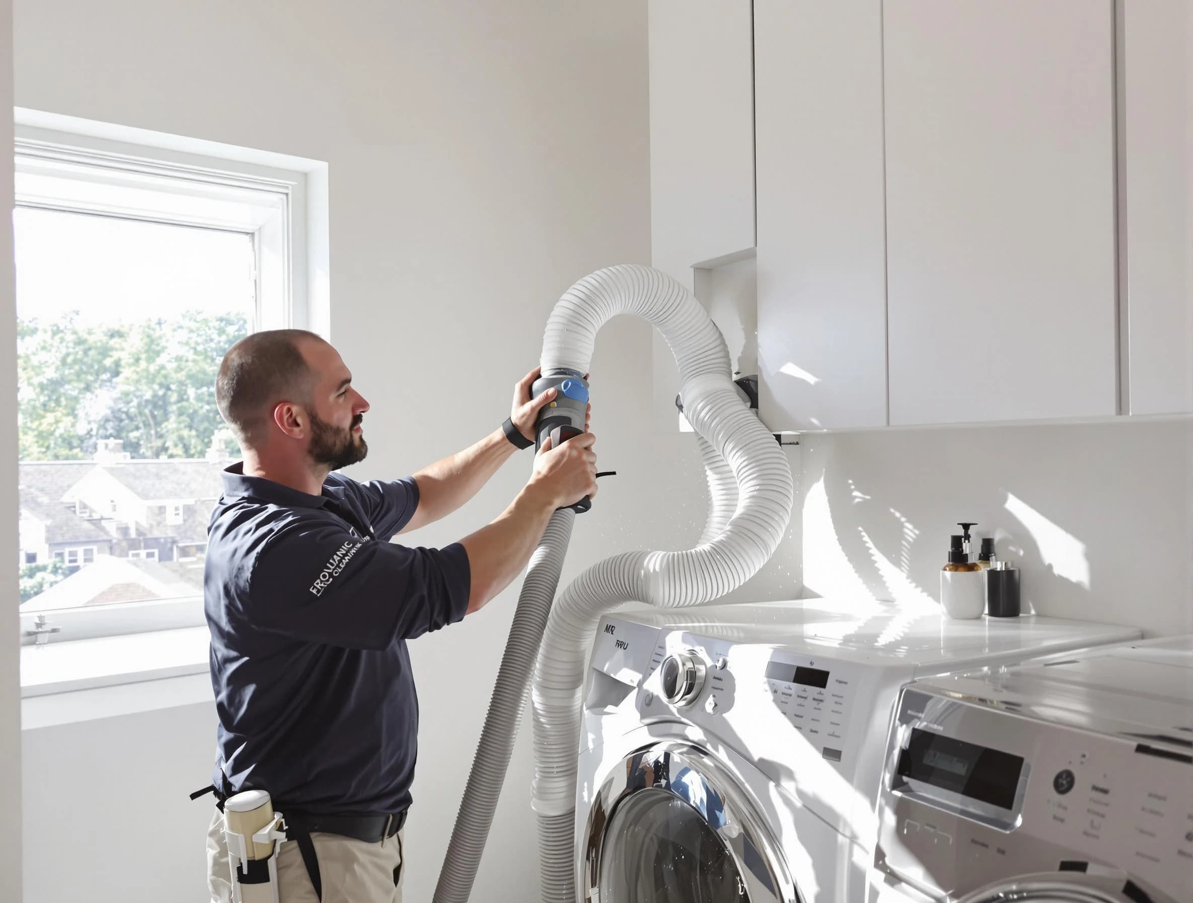 Certified Guadalupe Dryer Vent Cleaning technician performing dryer vent cleaning in Guadalupe