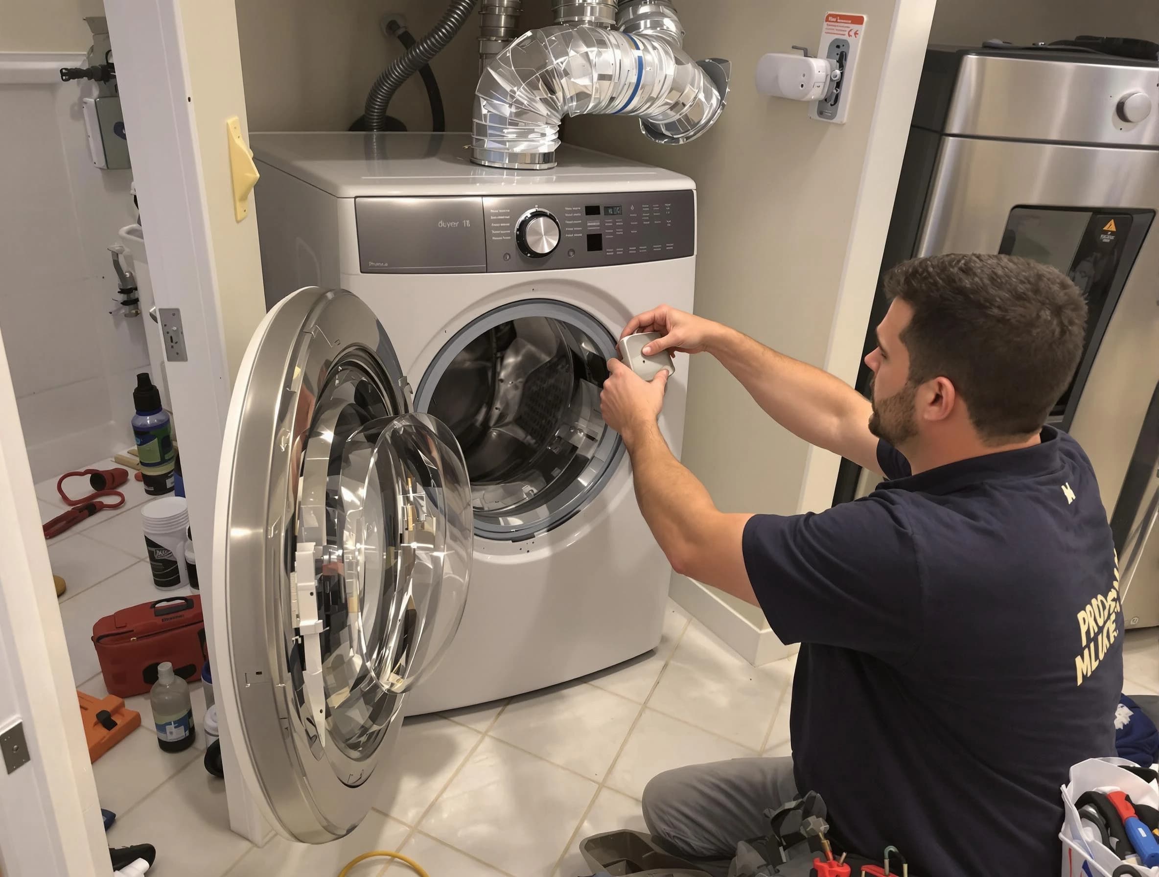 Guadalupe Dryer Vent Cleaning technician performing precise dryer vent hose installation in Guadalupe